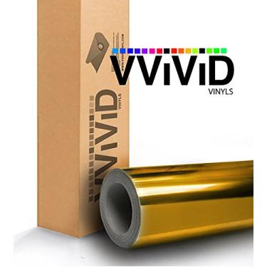Imagem de Adesivo autoadesivo de vinil de vinil cromado espelhado dourado VViDVViViD 3ft x 5ft V8-GoldCHR-3