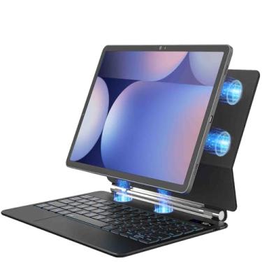 Imagem de Foeytaody Capa para Samsung Galaxy Tab S10+, S9+, S9 FE+, S8+, S7+, S7, FE com teclado magnético flutuante, suporte cantilever com suporte para caneta trackpad multitoque, teclado retroiluminado para