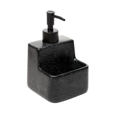 Imagem de LYOR - Porta detergente Líquido com Suporte para Esponja Granilite Preto 360ml Cerâmica