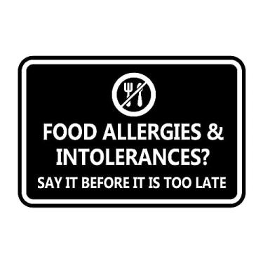 Imagem de Signs ByLITA Alergias e intolerâncias alimentares emolduradas clássicas? Diga antes que seja tarde demais plástico ABS durável | Gravação a laser | Fácil instalação | Placa de design elegante (preto)