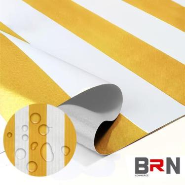 Imagem de Tecido Bagum Pop Seda Listrado 15 Metros - BRN COMMERCE, Amarelo Branc