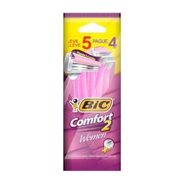 Imagem de Aparelho de Depilar BIC Comfort 2 Women, 2 Lâminas, Leve 5 pague 4, Rosa, c/ Fita Lubrificante, 903929