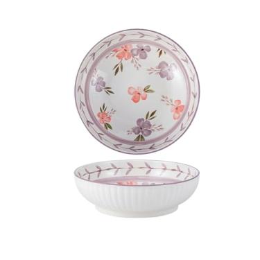 Imagem de Conjunto de tigela e prato personalizados de estilo japonês, utensílios de mesa, restaurante doméstico, hotel, tigela de arroz, tigela de sopa de cerâmica - tigela listrada de 23 cm - colorida