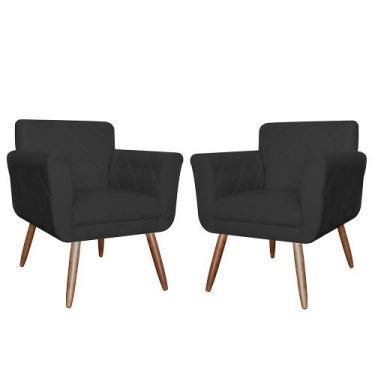 Imagem de Kit Com 2 Poltronas Cadeiras Isabella Estofadas Corano Preto - INCASA 