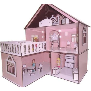 Imagem de Kit Casinha Bonecas + 21 Móveis Polly July Princesa - Darama