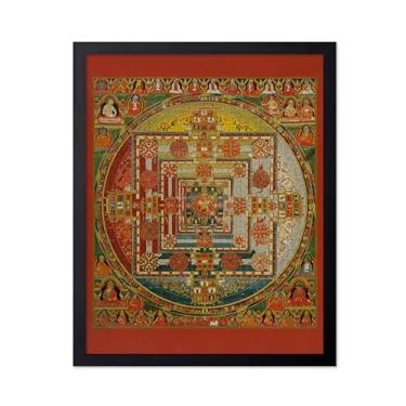 Imagem de Poster Master Pôster vintage de mandala Kalachakra - Impressão retrô da roda do tempo - Arte budismo - Arte tibetana - Presente para homens, mulheres - Decoração para spa, estúdio de ioga, sala de