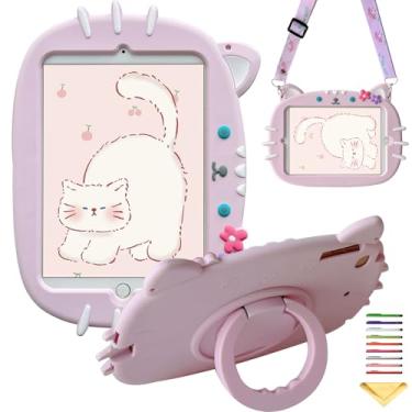 Imagem de Capa infantil para iPad 9ª/8ª/7ª geração de 10,2 polegadas (2021/2020/2019), iPad Air 3ª geração 2019/iPad Pro 10,5 polegadas 2017, capa com alça giratória de 360° com suporte para lápis/alça de ombro