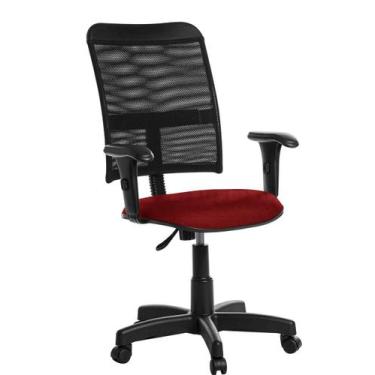 Imagem de Cadeira Escritório Giratória Tela Com Braço RCP Vermelho - Goldflex