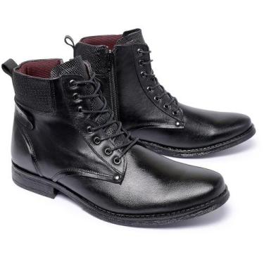 Imagem de Coturno Masculino Couro Conforto Linha Premium Cor Preto - Ferrile, Pr