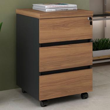 Imagem de Gaveteiro 3 Gavetas Nogal/preto - Artany Móveis