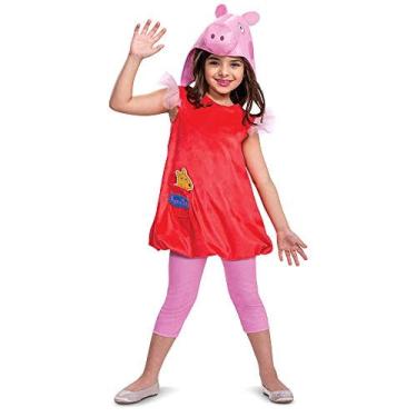 Imagem de Peppa Pig Costume for Girls, Deluxe Official Nick Jr Character Jumpsuit Dress e Laplander Peppa Hat, Toddler Size Medium (3T-4T)