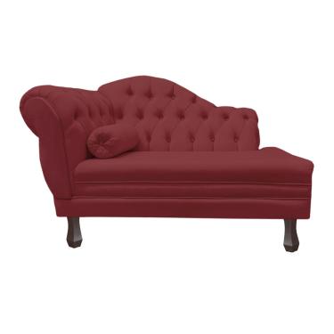 Imagem de Recamier Larissa Estofado Sala 120 cm Direito De Quem Senta Suede Vermelho Bordo - dl Decor