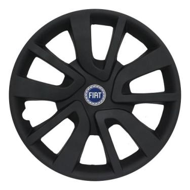 Imagem de Calota aro 15 preto fosco 869ar pof aro de pressão + emblema fiat a - 