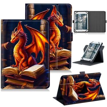 Imagem de RWUTYTIUL Capa universal para tablet Walmart Onn 2024 de 2024 (modelo: 100135923), capa protetora com suporte giratório de 360 graus com múltiplas visualizações de couro PU, Book Dragon