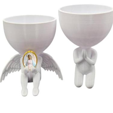 Imagem de Kit Decoração Rainha da Paz Anjinho Relicario  Oração - Point da Fe