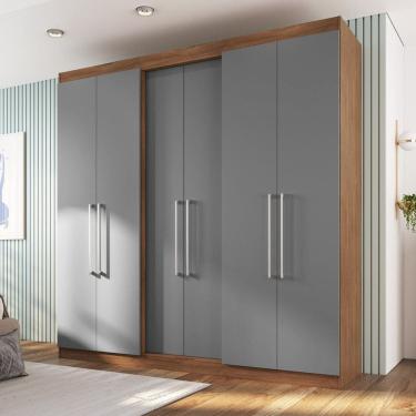 Imagem de Roupeiro 6 Portas 220,5cm X 218cm X 47cm Oxford Freijo/ Cinza