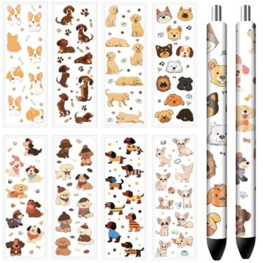 Imagem de CRASPIRE 48 peças UV DTF Pen Wraps Transfer Decalque 8 Estilos Cães Estampa de Pata Filhote Bonito 4,7 × 1,15 cm Impressão HD Impermeável Adesivos de Papel Revestido para Lápis em Branco Personalizado