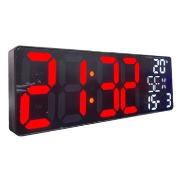 Imagem de Relógio Digital de Parede e Mesa LED com Luz Ambiente, Data, Temperatura e Despertador – Bivolt, 32cm, Display Grande, Moderno e Multifuncional