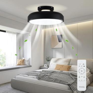 Imagem de Klmeiday Ventiladores De Teto Modernos Sem Lâminas Com Luzes E Controle Remoto, Reversíveis, Motor Cc De 6 Velocidades, Dimerização Contínua E Luzes Led Cct 3000K-6000K Para Quarto Infantil (A10-Pr