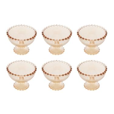 Imagem de Cj 6 Taças de Cristal P/Sobremesa Pearl Bolinha Âmbar 200ml Wolff