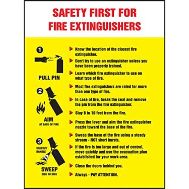 Imagem de Cartazes de segurança: Pôster laminado "Safety First for Fire Extinguishers", 56 cm x 43 cm