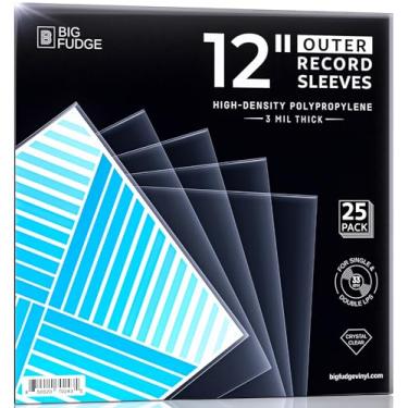 Imagem de Big Fudge Capas externas para discos de vinil – Capas de álbum LP transparentes em polipropileno de alta densidade – Capa protetora transparente para discos de 30,5 cm – 3 mm de espessura, pacote com