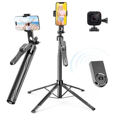 Imagem de Sosirolo Tripé para celular de 182 cm com controle remoto, suporte de tripé para iPhone e bastão de selfie para gravação de vídeo, [4 pernas] Tripé de viagem para celular GoPro iPhone/Android Pro MAX
