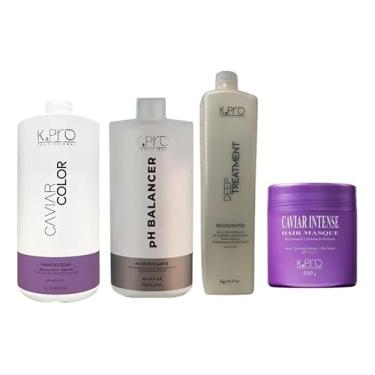 Imagem de Kit System + Shampoo + Ph Balancer + Deep Reconstructor 1000ml + Intense Masque 500g Caviar Color - Kpro