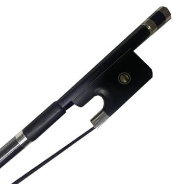 Imagem de yinfeel Arco de baixo duplo 3/4, arco vertical de fibra de carbono, sapo de ébano, crina de cavalo natural preto ou branco para adultos (preto)