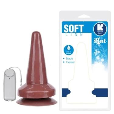 Imagem de Plug Anal Com Vibro 14Cm Soft Line Prazer Intenso Conforto Anal [CHOCOLATE]