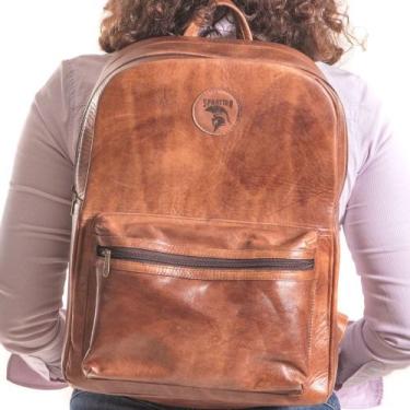Imagem de Mochila Feminina 2 Ziper Couro Notebook - Sparttan, Unico, Marrom