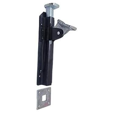 Imagem de Adonai Hardware Fechos de pé de ferro fundido forjado para serviço pesado "Dionysius" de 19 cm (1, revestimento em pó preto) para portas de celeiro de madeira vintage, portões, segurança, fácil