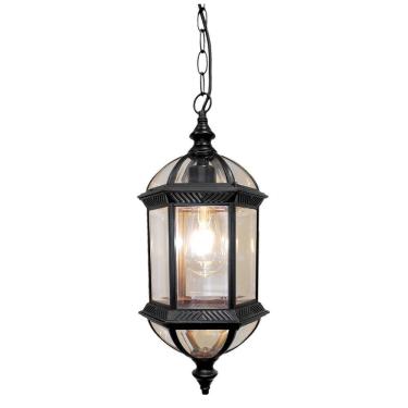 Imagem de Pendente Colonial Metal Preto Vidro Transparente 43cm 1E27