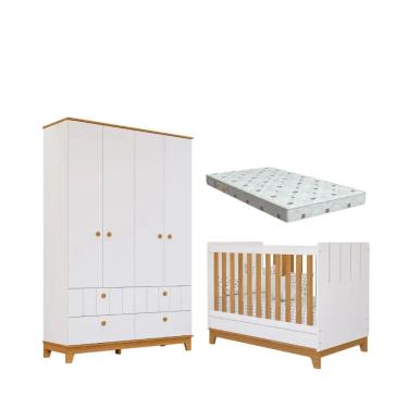 Imagem de Quarto Bebe Berço e Guarda Roupa Dorabelly Bis com Colchão