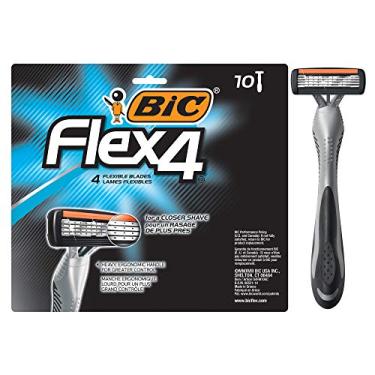 Imagem de BIC Lâminas descartáveis Flex 4 Sensitive para homens, para um barbear de verão suave, ultra-rente e confortável, conjunto de lâminas descartáveis de 10 peças