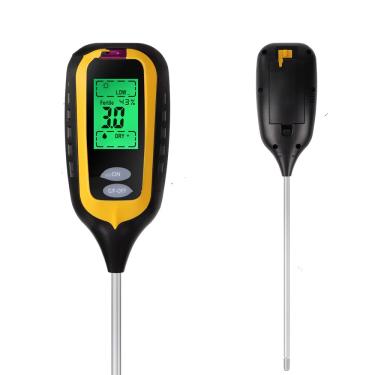 Imagem de Testador digital de solo 6 em 1, medidor de umidade do solo LCD com pH, temperatura, luz, umidade, luz solar, detecção de ar
