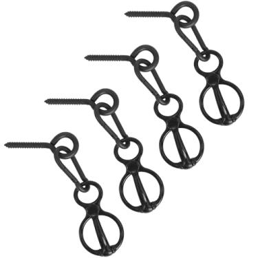 Imagem de 4 conjuntos de anéis de gravata de cavalo, aderência e suprimentos para cavalos, acessórios seguros de aço inoxidável, equipamento de treinamento com parafuso de olhal e sela de encaixe, preto