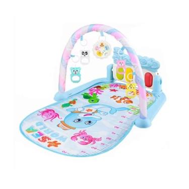 Imagem de Tapete de Atividades para Bebê, Piano Musical, Ginásio com Brinquedos Pendurados (AZUL)