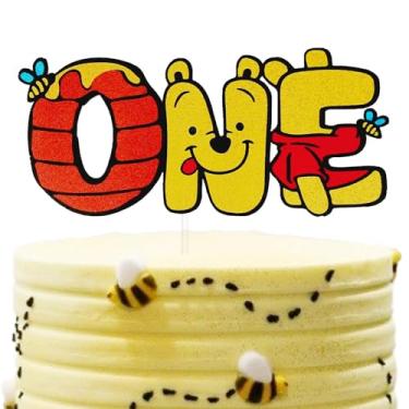 Imagem de DoraDream Topo De Bolo Ursinho Pooh, Itens Fofos Para Festa Primeiro Aniversário Do Decoração Temática Smash My Beary 1St