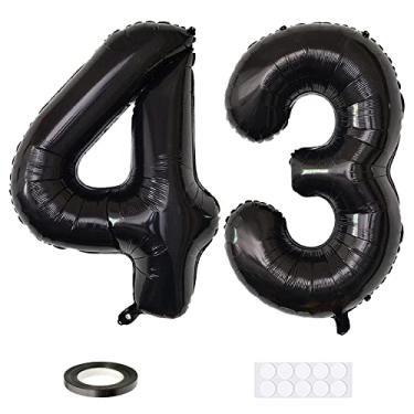 Imagem de Xihuimay Balões Número 43 - De Aniversário Com Alfabeto Digital 40", Pretos 43, Perfeitos Para Aniversários, Casamentos, Despedidas Solteira E Chás Panela
