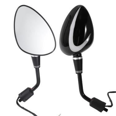 Imagem de TUCKBOLD 1 conjunto de espelhos retrovisores de motocicleta universal ABS barra de vidro transparente espelhos laterais montagem vidro transparente cabo reto preto com extremidade curva