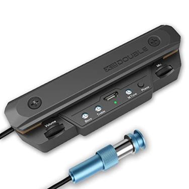 Imagem de YOVDA Captador De Violão Acústico Recarregável Com Boca Som Ativa Ajustável Para Bobina Magnética E Microfone Embutido Duplo X0 Preto