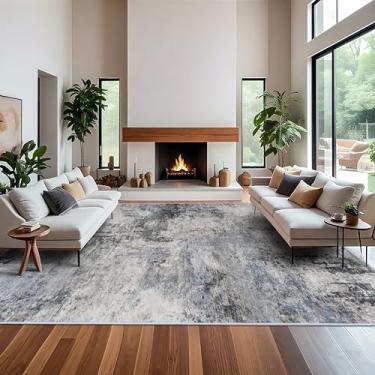 Imagem de RUUGME Tapete abstrato lavável 30,5 x 38,5 cm - Tapetes grandes para sala de estar, impermeável, tapete ultrafino para quarto, resistente a manchas, antiderrapante, tapete de chão de casa de fazenda