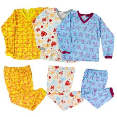 Imagem de Kit 3 Pijama Infantil Menina Estampado Algodão - Sol Magazine, Cores, 