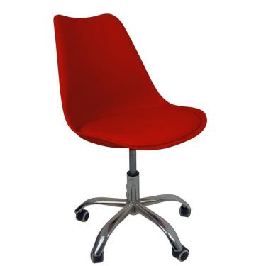 Imagem de Cadeira Office Base Cromada Com Rodizio Giratória Saarinen Vermelho
