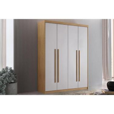 Imagem de Guarda Roupa Solteiro 4 Portas e 2 Gavetas Hawaii Naturale/Off White - Rufato