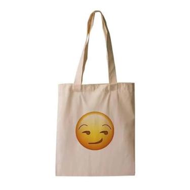 Imagem de Sacola Ecológica Bolsa De Praia - Emoji carinha sapeca