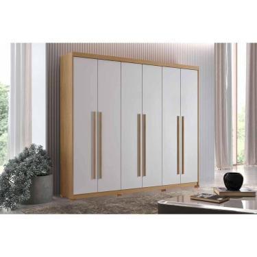 Imagem de Guarda Roupa Casal 6 Portas (4 Frisadas) e 2 Gavetas c/ Pés Hawaii Naturale - Rufato