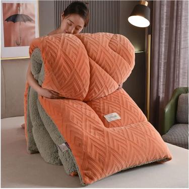 Imagem de Colcha De Veludo De Flanela Super Quente Cobertor Ponderado De Inverno Colcha De Lã Dupla Face Engrossada Quente Outono Primavera Pelúcia Núcleo De Conforto, Cobertor Ultra Macio, C, 180x220cm/3.5kg