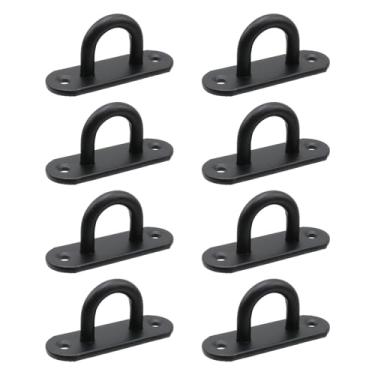 Imagem de Dnyta 8 peças de gancho de teto de aço inoxidável, placa de olhal, ganchos pretos para ganchos de teto, resistentes para pendurar no balanço, atividades ao ar livre ou internas (preto grande)